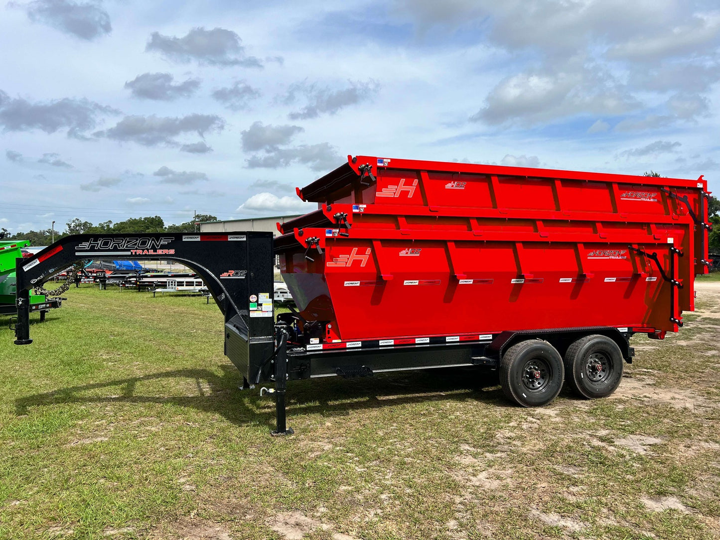 Horizon 16' RDZ GN Roll off Bundle (2) 7k Axles + 3 Bins w/ 4' Walls HZN16GN7K4FTEDZ3REDMI - Ghost ROP - Stryker Dealership Group