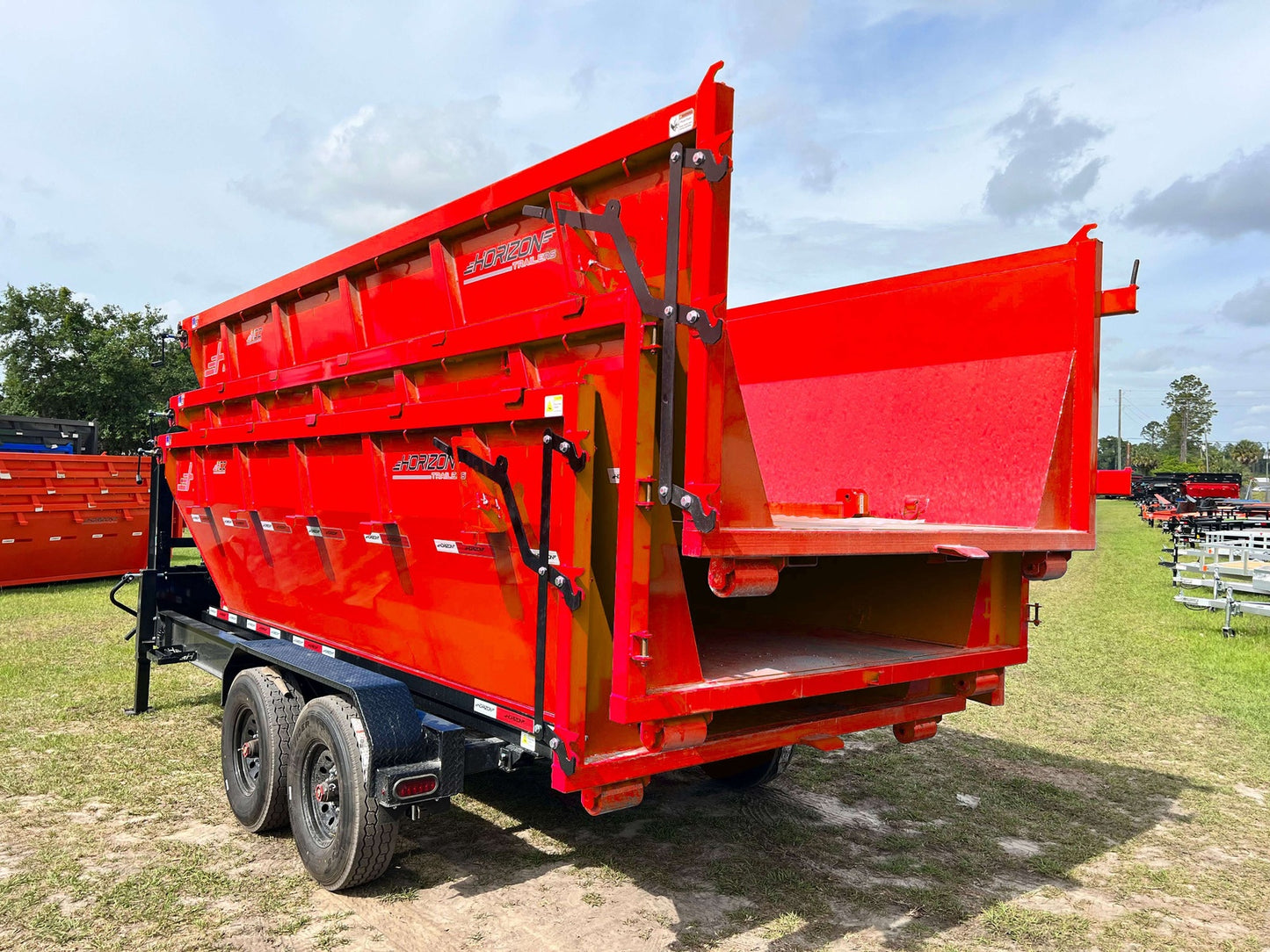 Horizon 16' RDZ GN Roll off Bundle (2) 7k Axles + 3 Bins w/ 4' Walls HZN16GN7K4FTEDZ3REDMI - Ghost ROP - Stryker Dealership Group
