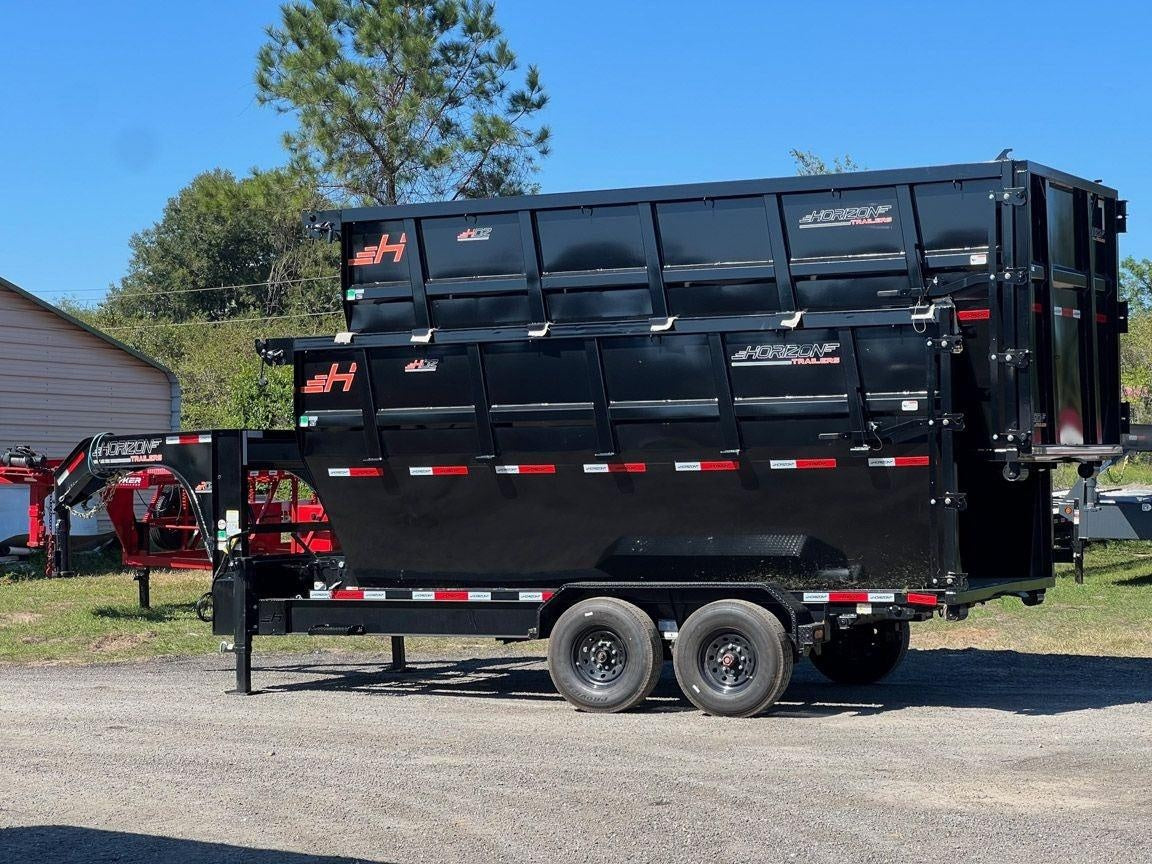 Horizon 16' RDZ GN Roll off Bundle (2) 8k Axles + 2 Bins w/ 6' Walls HZN16GN8K6FTEDZ3BLKTX - Ghost ROP - Stryker Dealership Group