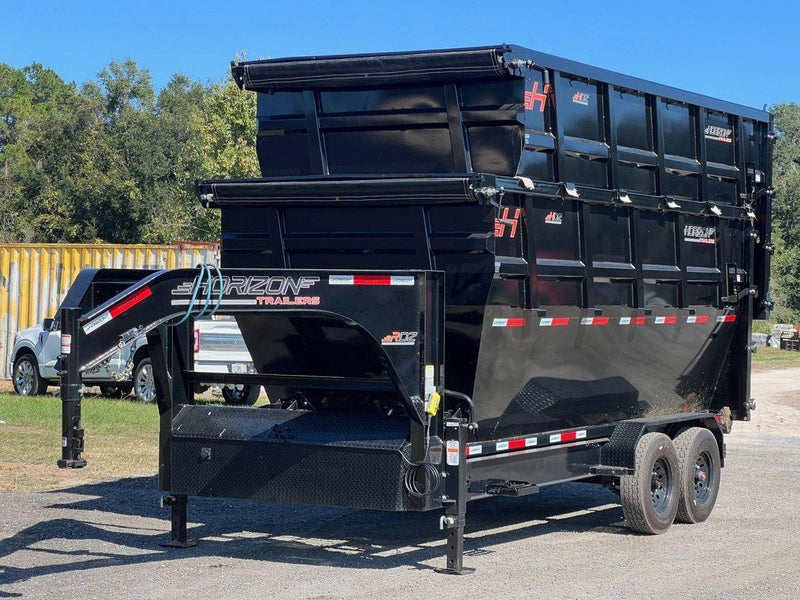 Horizon 16' RDZ GN Roll off Bundle (2) 8k Axles + 2 Bins w/ 6' Walls HZN16GN8K6FTEDZ3BLKTX - Ghost ROP - Stryker Dealership Group