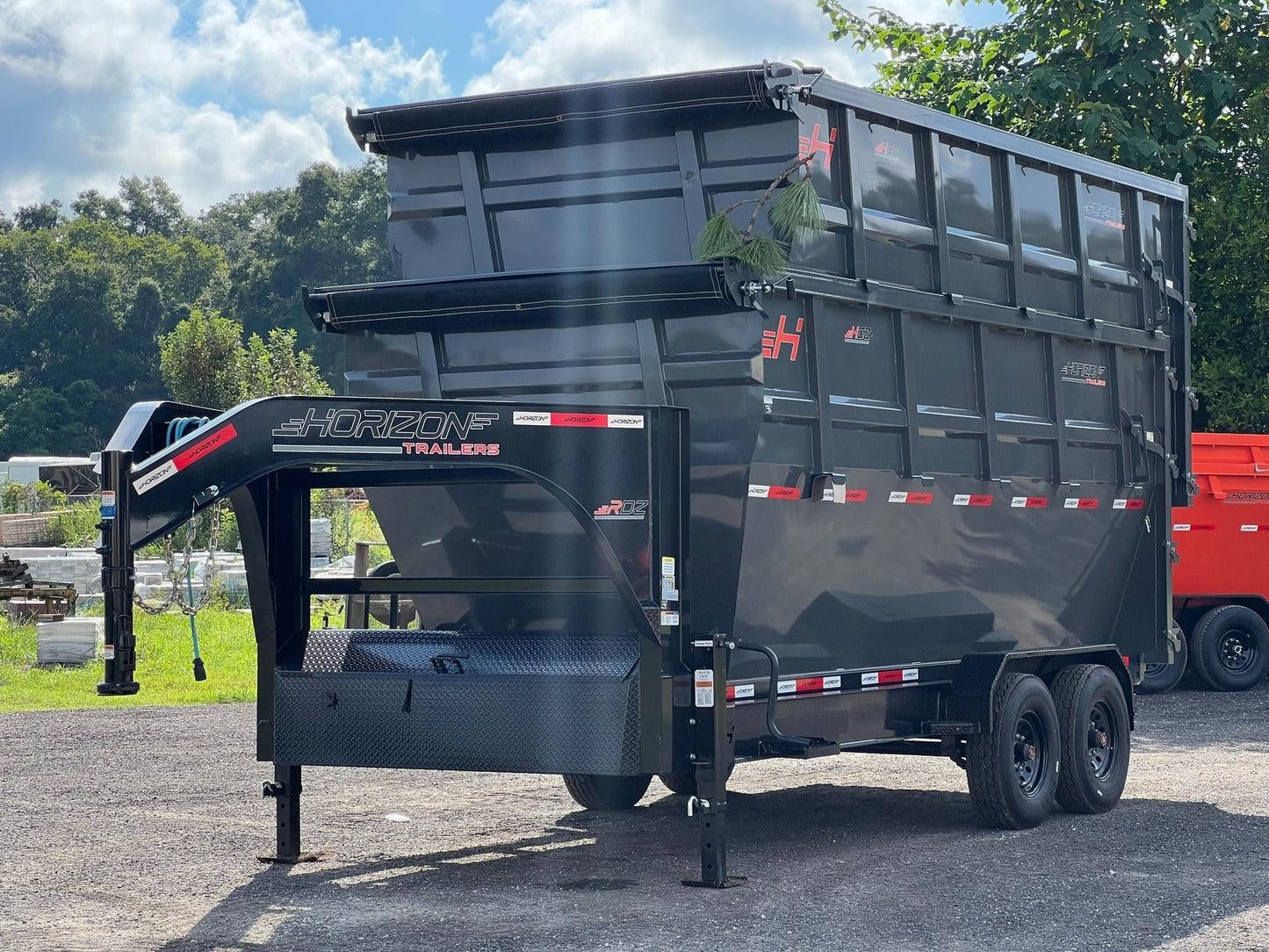 Horizon 16' RDZ GN Roll off Bundle (2) 8k Axles + 2 Bins w/ 6' Walls HZN16GN8K6FTEDZ3GrayTX - Ghost ROP - Stryker Dealership Group
