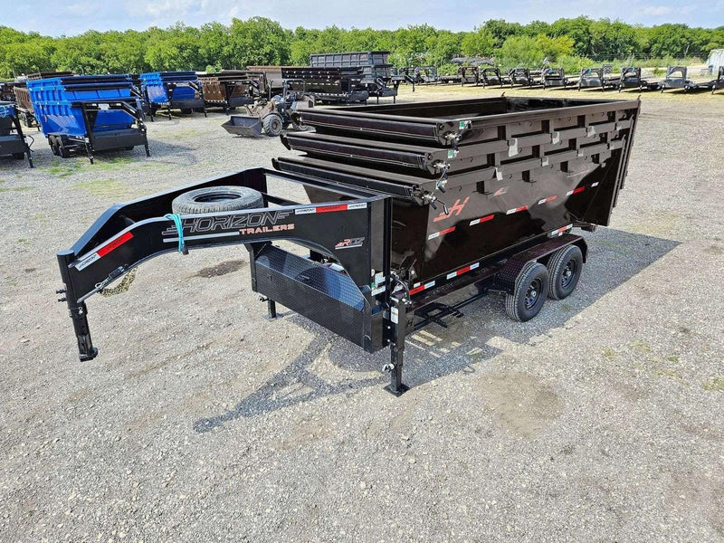 Horizon 16' RDZ GN Roll off Bundle (2) 8k Axles + 3 Bins w/ 4' Walls HZN16GN8K4FTEDZ3BLKAL - Ghost ROP - Stryker Dealership Group