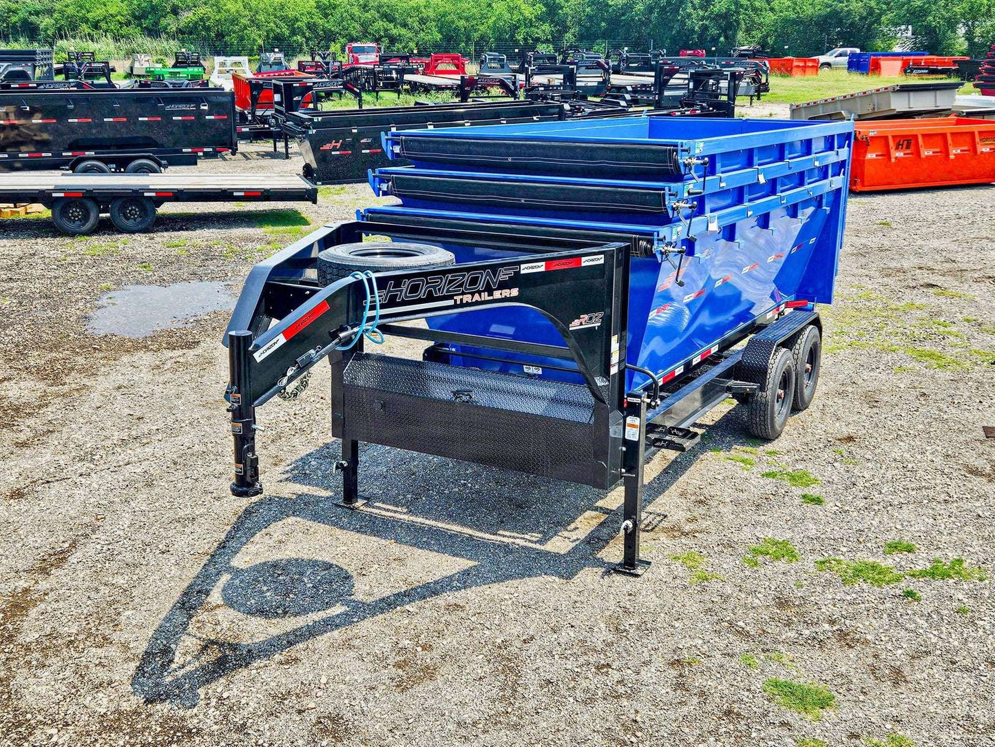 Horizon 16' RDZ GN Roll off Bundle (2) 8k Axles + 3 Bins w/ 4' Walls HZN16GN8K4FTEDZ3BLUETX - Ghost ROP - Stryker Dealership Group