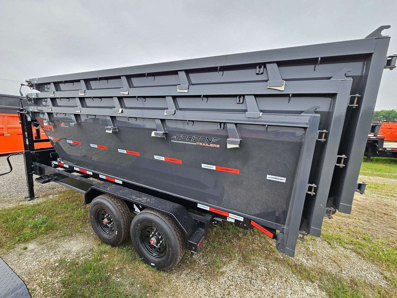 Horizon 16' RDZ GN Roll off Bundle (2) 8k Axles + 3 Bins w/ 4' Walls HZN16GN8K4FTEDZ3GRAYFL - Ghost ROP - Stryker Dealership Group