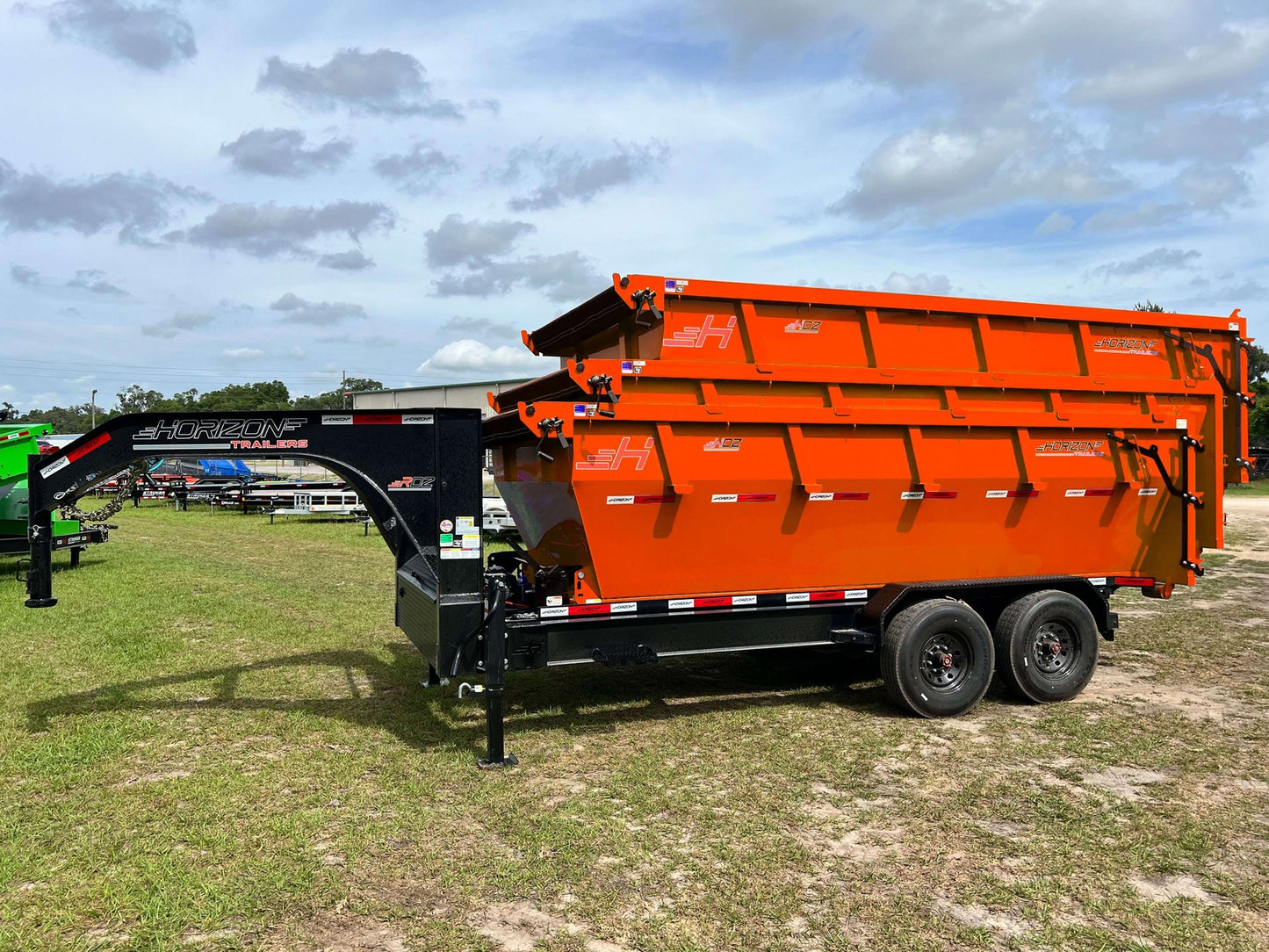 Horizon 16' RDZ GN Roll off Bundle (2) 8k Axles + 3 Bins w/ 4' Walls HZN16GN8K4FTEDZ3ORANGEFL - Ghost ROP - Stryker Dealership Group