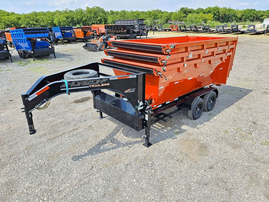 Horizon 16' RDZ GN Roll off Bundle (2) 8k Axles + 3 Bins w/ 4' Walls HZN16GN8K4FTEDZ3ORANGEFL - Ghost ROP - Stryker Dealership Group