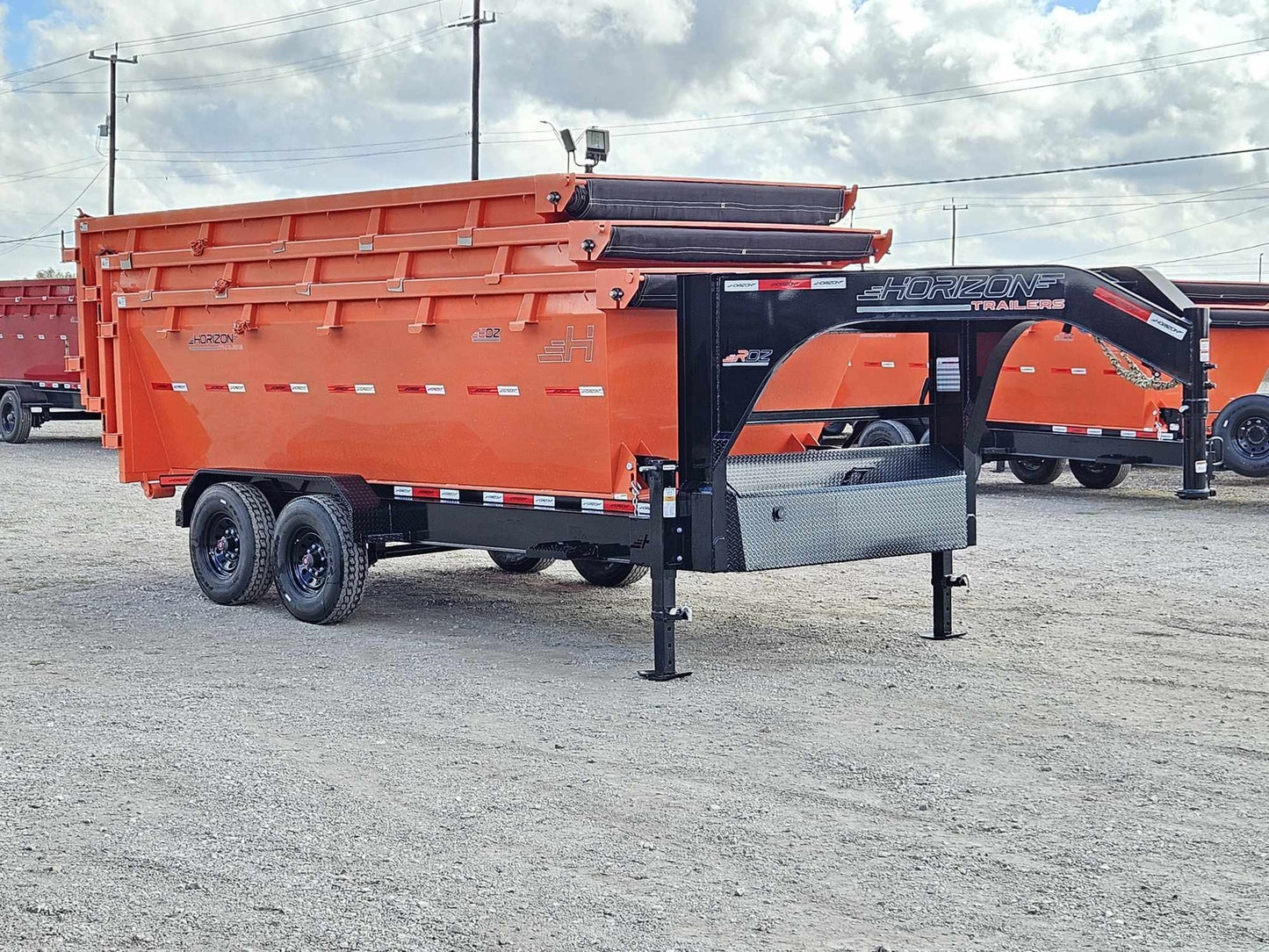 Horizon 16' RDZ GN Roll off Bundle (2) 8k Axles + 3 Bins w/ 4' Walls HZN16GN8K4FTEDZ3ORANGETX - Ghost ROP - Stryker Dealership Group