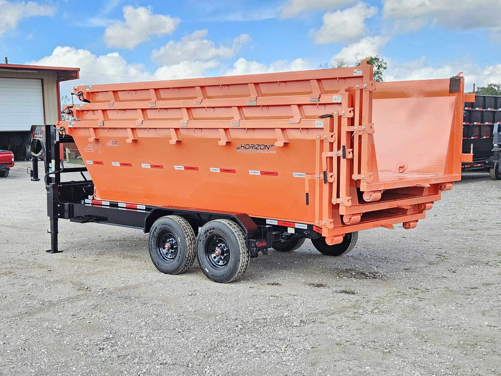 Horizon 16' RDZ GN Roll off Bundle (2) 8k Axles + 3 Bins w/ 4' Walls HZN16GN8K4FTEDZ3ORANGETX - Ghost ROP - Stryker Dealership Group