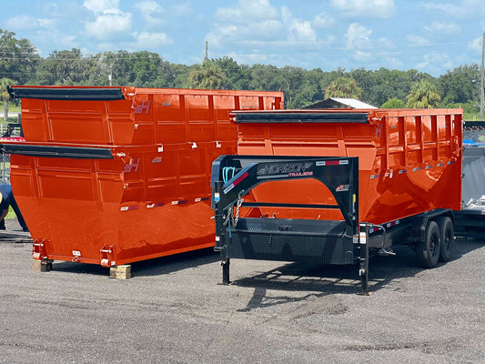 Horizon 16' RDZ GN Roll off Bundle (2) 8k Axles + 3 Bins w/ 6' Walls HZN16GN8K6FTEDZ3ORANGEFL - Ghost ROP - Stryker Dealership Group