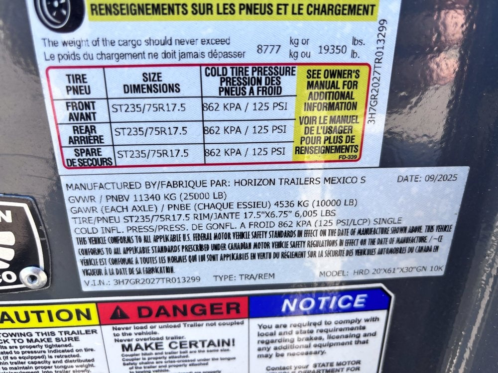 Horizon 20' HRD GN Roll Off Base (2) 10k Axles - Roll Off Base Trailer/RO 20' Gooseneck - Stryker Dealership Group