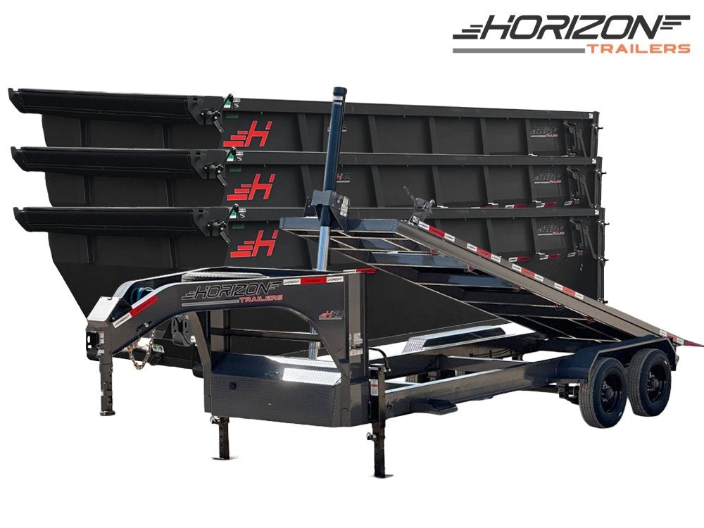 Horizon 20' HRD GN Roll off Bundle (2) 10k Axles + 3 Bins w/ 4' Walls - Roll Off Packages/RO 20' Gooseneck - Stryker Dealership Group