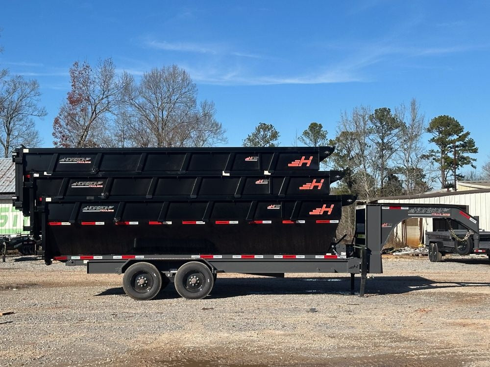Horizon 20' HRD GN Roll off Bundle (2) 10k Axles + 3 Bins w/ 4' Walls HZN20GN10K4FTEDZ3BLKFL - Ghost ROP - Stryker Dealership Group