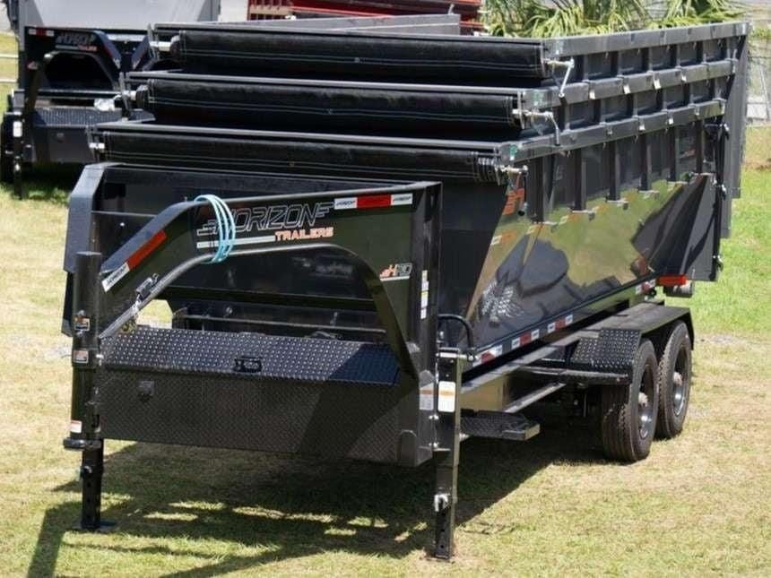 Horizon 20' HRD GN Roll off Bundle (2) 10k Axles + 3 Bins w/ 4' Walls HZN20GN10K4FTEDZ3GrayAL - Ghost ROP - Stryker Dealership Group