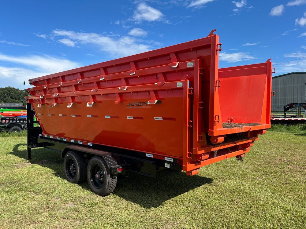 Horizon 20' HRD GN Roll off Bundle (2) 10k Axles + 3 Bins w/ 4' Walls HZN20GN10K4FTEDZ3ORANGEFL - Ghost ROP - Stryker Dealership Group