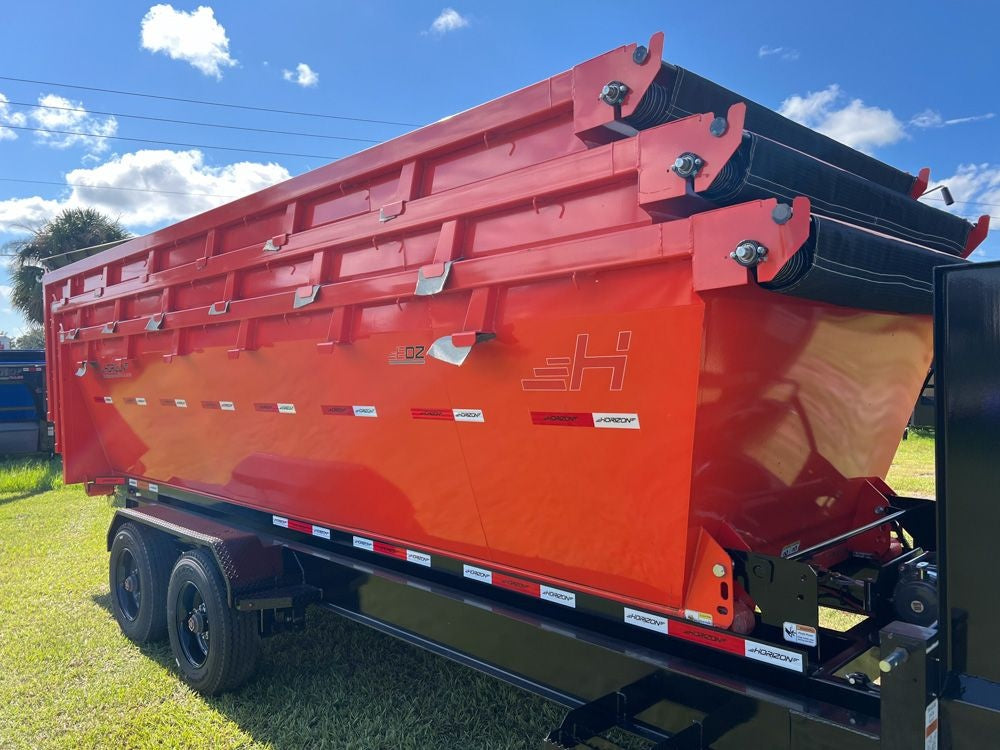 Horizon 20' HRD GN Roll off Bundle (2) 10k Axles + 3 Bins w/ 4' Walls HZN20GN10K4FTEDZ3ORANGEFL - Ghost ROP - Stryker Dealership Group