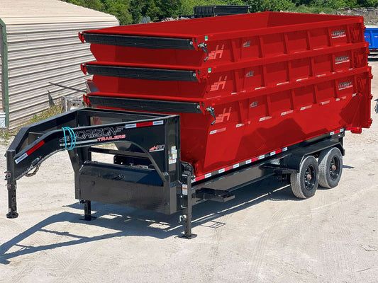 Horizon 20' HRD GN Roll off Bundle (2) 10k Axles + 3 Bins w/ 4' Walls HZN20GN10K4FTEDZ3REDMI - Ghost ROP - Stryker Dealership Group