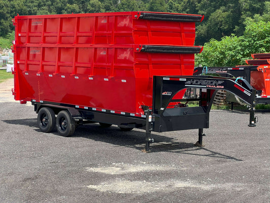 Horizon 20' HRD GN Roll off Bundle (2) 10k Axles + 3 Bins w/ 6' Walls HZN20GN10K6FTEDZ3REDAL - Ghost ROP - Stryker Dealership Group