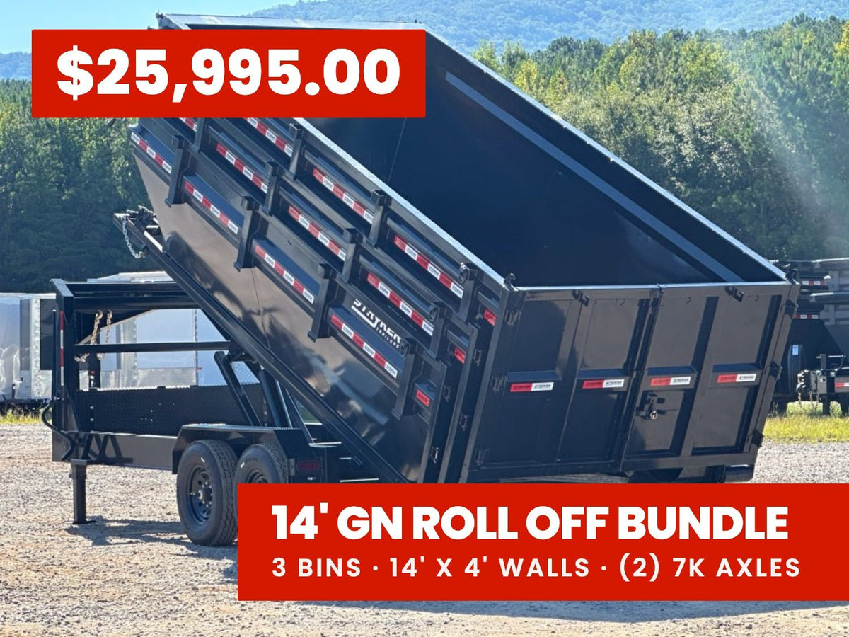 Stryker 14' GN Roll off Bundle (2) 7k Axles + 3 Bins w/ 4' Walls 2853 - Stryker Dealership Group