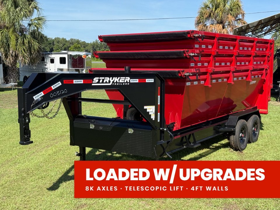 Stryker 16' GN Roll off Bundle (2) 8k Axles + 3 Bins w/ 4' Walls 00288A - Stryker Dealership Group