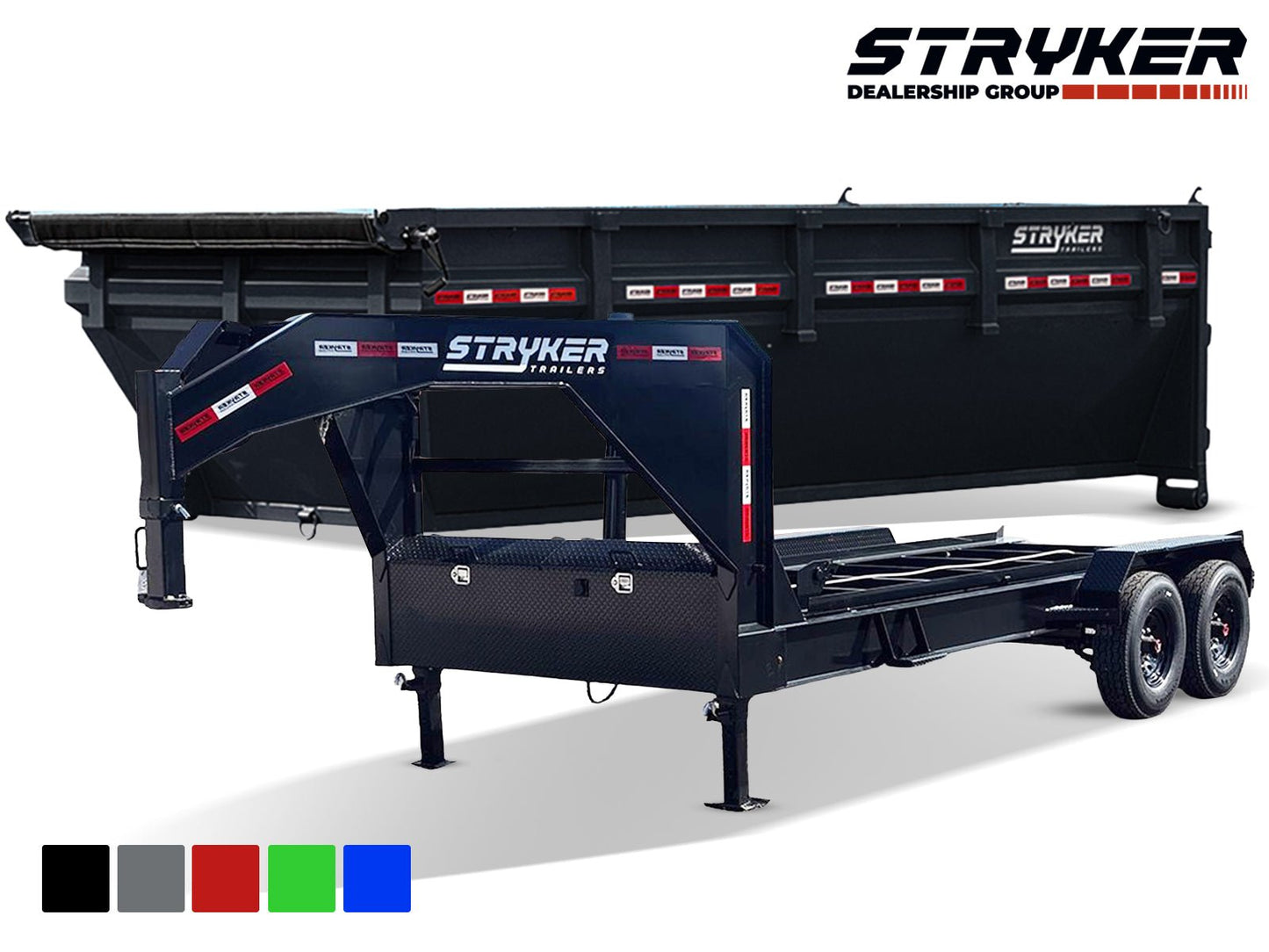 Stryker 16' GN Roll Off Bundle (2) 8k Axles + Bin 4' Walls 1GN168 - Stryker Dealership Group