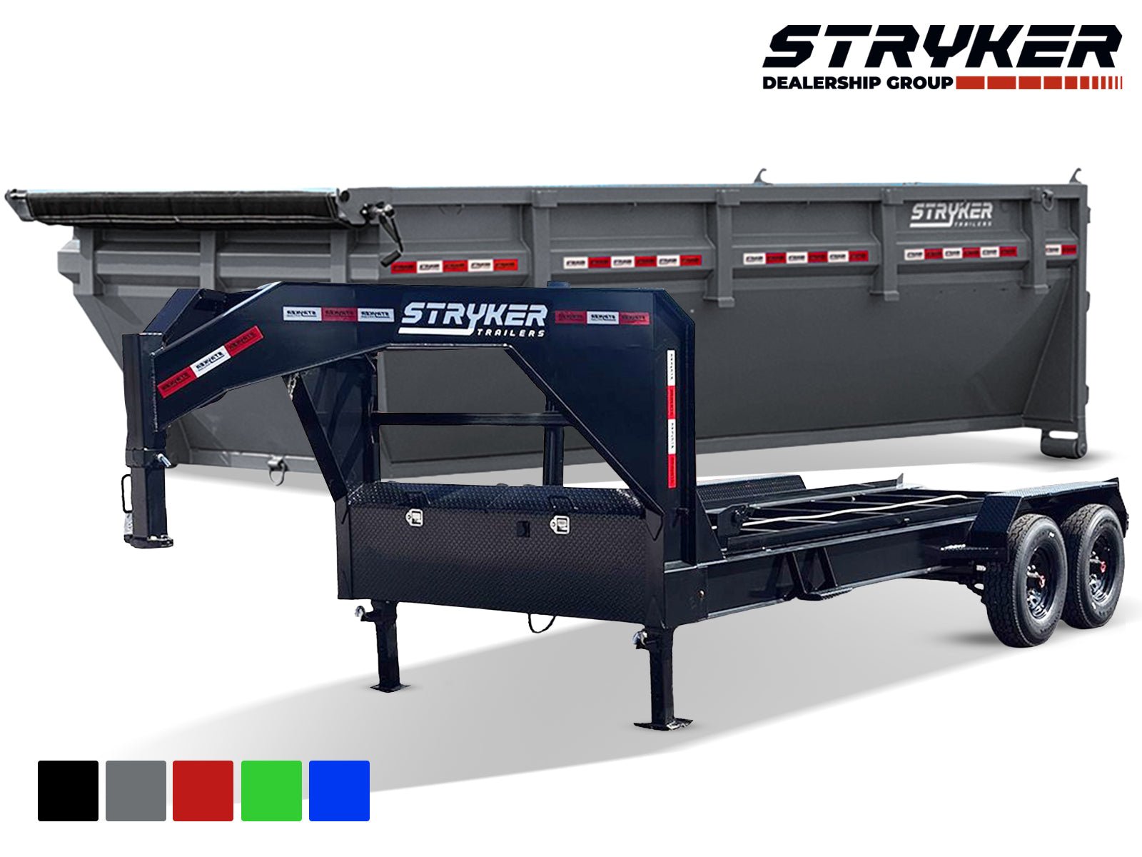 Stryker 16' GN Roll Off Bundle (2) 8k Axles + Bin 4' Walls 1GN168 - Stryker Dealership Group