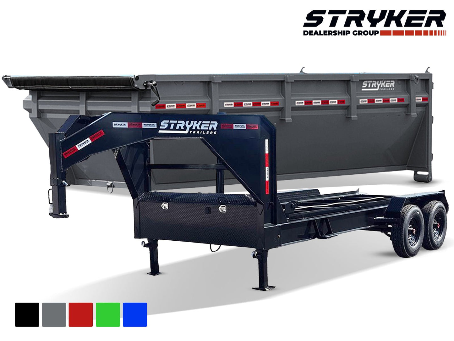 Stryker 16' GN Roll Off Bundle (2) 8k Axles + Bin 4' Walls 1GN168 - Stryker Dealership Group