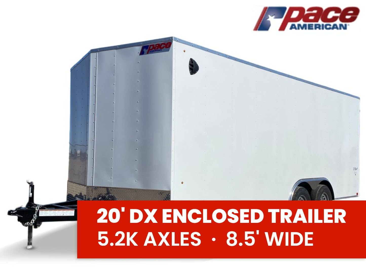 8.5 x 20 Outback DLX Flat Top V Nose Car Hauler (2) - 5200 lbs Axles 146217
