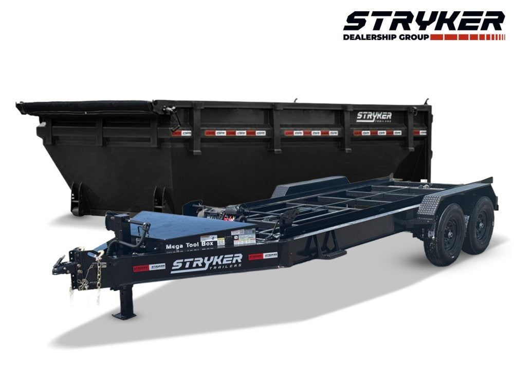 Stryker 14' BP Roll off Bundle (2) 7k Axles + 1 Bin w/ 4' Walls - Roll Off Packages/RO 14' Bumper Pull - Stryker Dealership Group