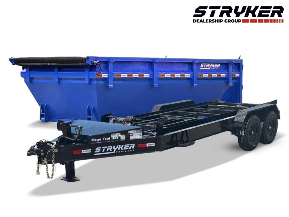Stryker 14' BP Roll off Bundle (2) 7k Axles + 1 Bin w/ 4' Walls - Roll Off Packages/RO 14' Bumper Pull - Stryker Dealership Group