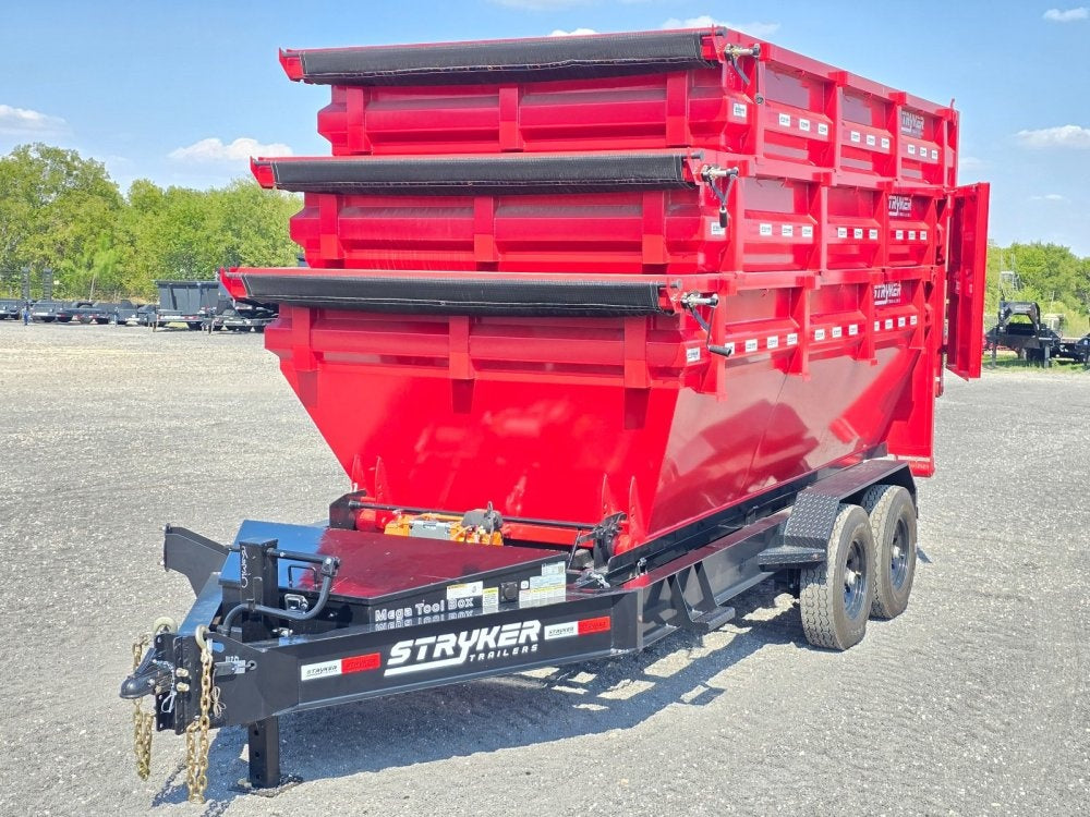 Stryker 14' BP Roll Off Bundle (2) 7k Axles + 3 Bins w/ 4' Walls - Roll Off Packages/RO 14' Bumper Pull - Stryker Dealership Group