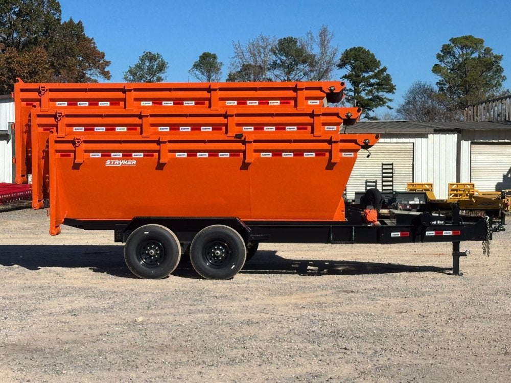 Stryker 14' BP Roll off Bundle (2) 7k Axles + 3 Bins w/ 4' Walls - Roll Off Packages/RO 14' Bumper Pull - Stryker Dealership Group