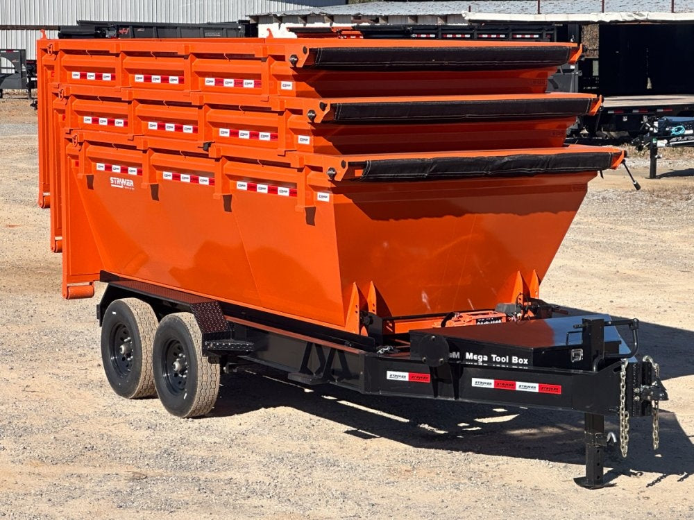 Stryker 14' BP Roll off Bundle (2) 7k Axles + 3 Bins w/ 4' Walls - Roll Off Packages/RO 14' Bumper Pull - Stryker Dealership Group