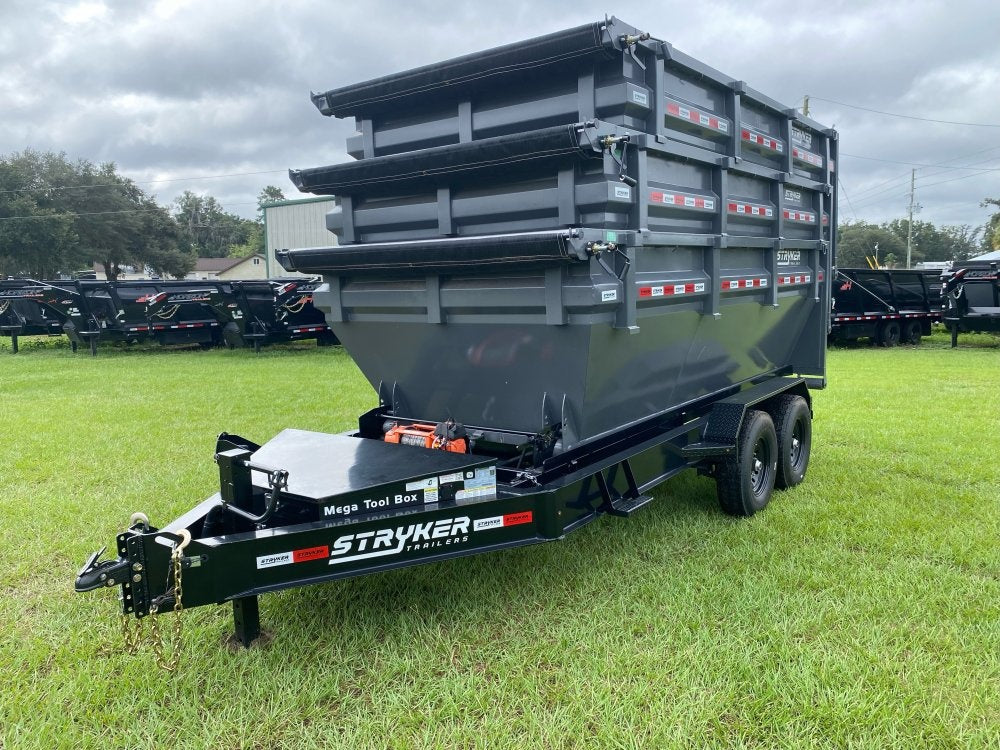 Stryker 14' BP Roll off Bundle (2) 7k Axles + 3 Bins w/ 4' Walls - Roll Off Packages/RO 14' Bumper Pull - Stryker Dealership Group
