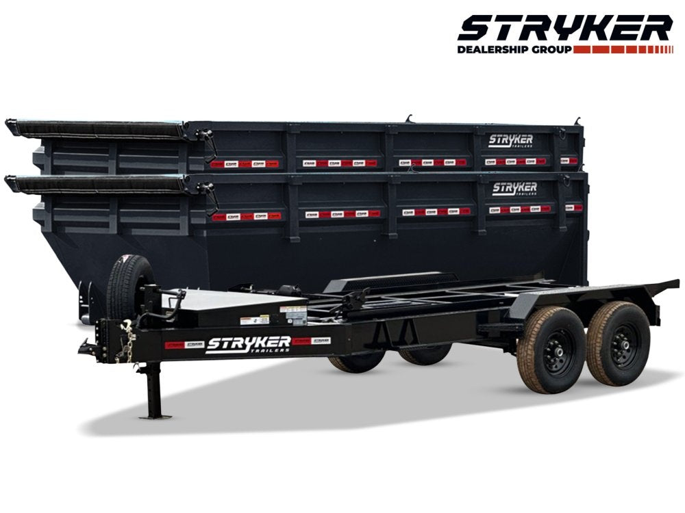 Stryker 16' BP Roll off Bundle (2) 7k Axles + 2 Bins w/ 4' Walls - Roll Off Packages/RO 16' Bumper Pull - Stryker Dealership Group