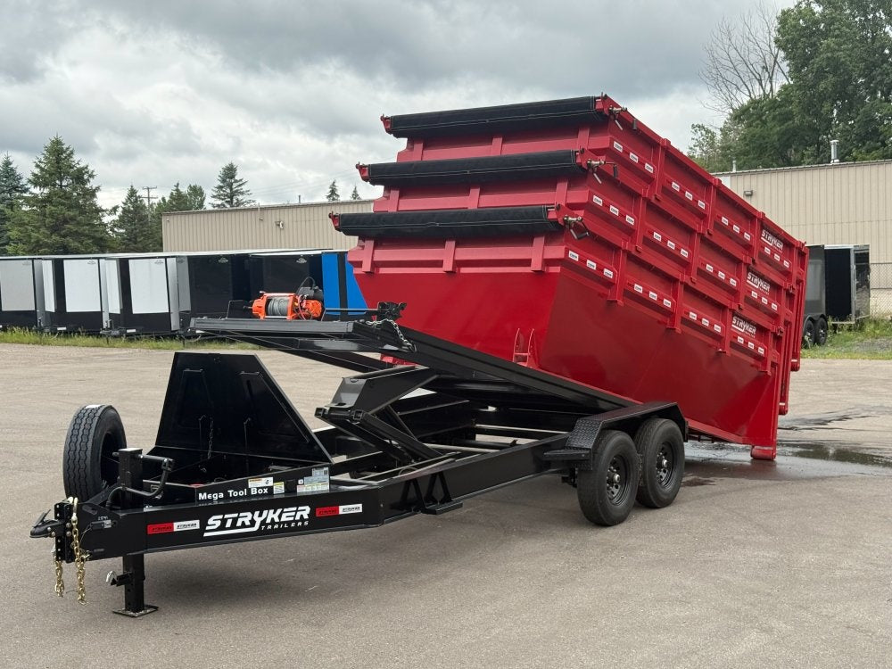 Stryker 16' BP Roll off Bundle (2) 7k Axles + 3 Bins w/ 4' Walls - Roll Off Packages/RO 16' Bumper Pull - Stryker Dealership Group