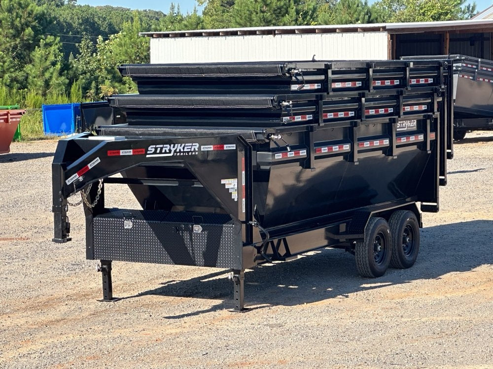 Stryker 16' GN Roll Off Bundle (2) 7k Axles + 2 Bins w/ 4' Walls - Roll Off Packages/16' Gooseneck - Stryker Dealership Group