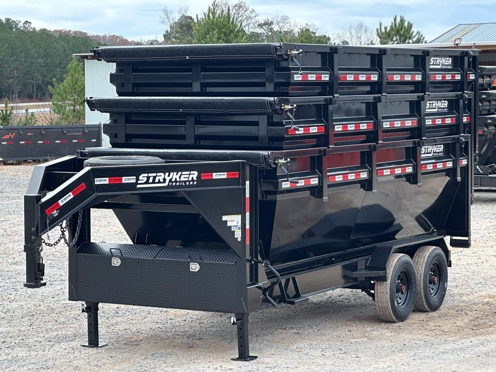 Stryker 16' GN Roll Off Bundle (2) 7k Axles + 3 Bins w/ 4' Walls - Roll Off Packages - Stryker Dealership Group