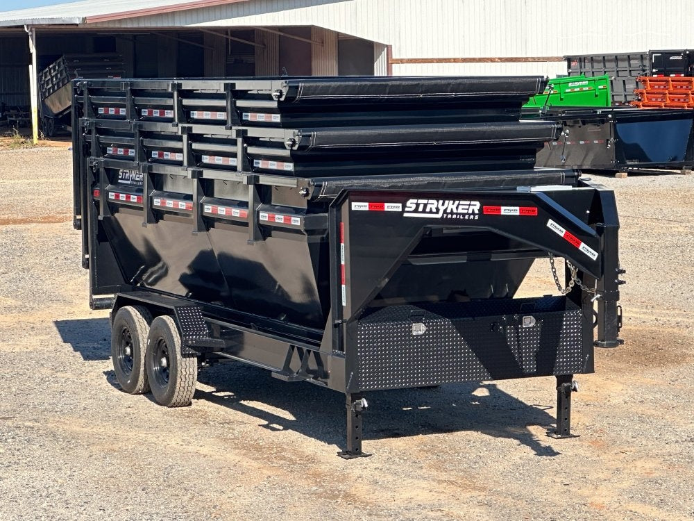 Stryker 16' GN Roll off Bundle (2) 7k Axles + 3 Bins w/ 4' Walls - Roll Off Packages/RO 16' Gooseneck - Stryker Dealership Group