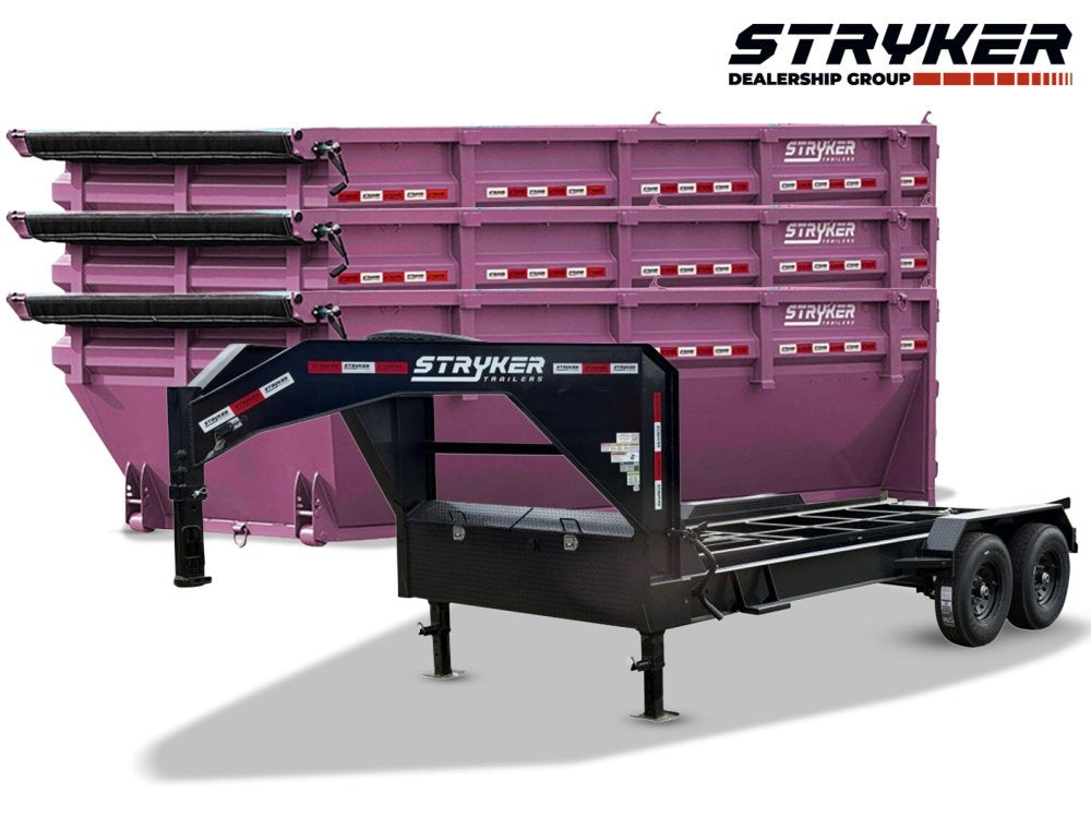 Stryker 16' GN Roll off Bundle (2) 7k Axles + 3 Bins w/ 4' Walls - Roll Off Packages/RO 16' Gooseneck - Stryker Dealership Group