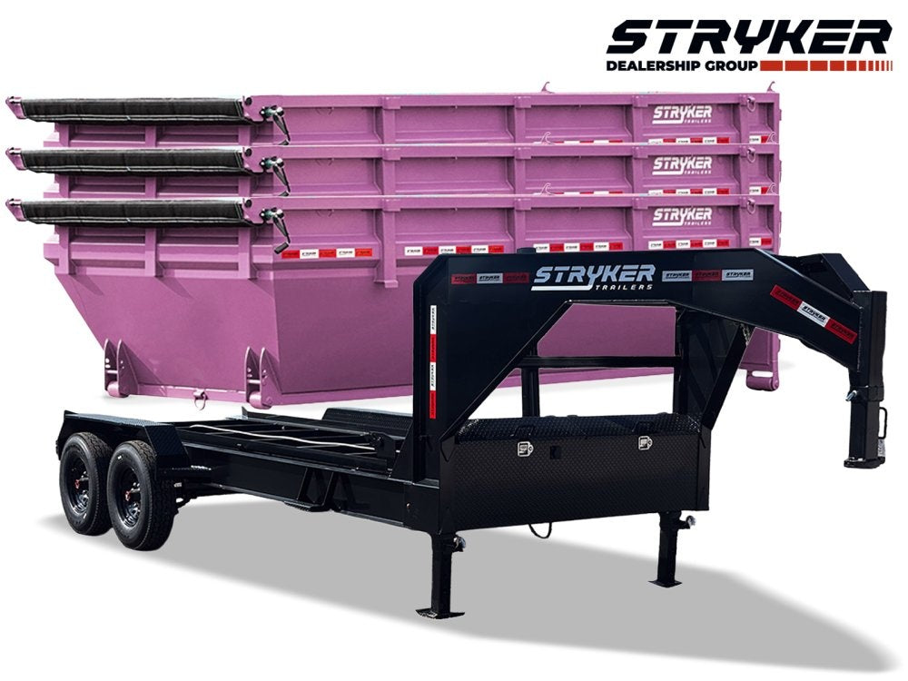Stryker 16' GN Roll off Bundle (2) 8k Axles + 3 Bins w/ 4' Walls - Roll Off Packages/RO 16' Gooseneck - Stryker Dealership Group