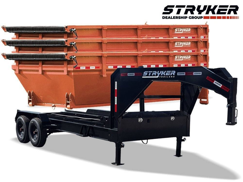 Stryker 16' GN Roll off Bundle (2) 8k Axles + 3 Bins w/ 4' Walls - Roll Off Packages/RO 16' Gooseneck - Stryker Dealership Group