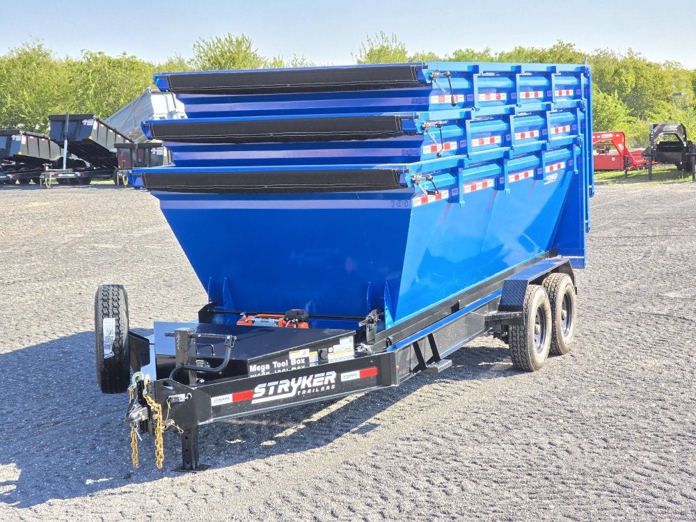 Stryker 16' RDZ BP Roll off Bundle (2) 7k Axles + 3 Bins w/ 4' Walls - Roll Off Packages/RO 16' Bumper Pull - Stryker Dealership Group