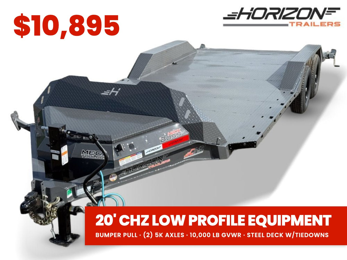 20' Horizon CHZ Equipment Trailer Drive Over Fenders - (2) 5.2K Axles 016043