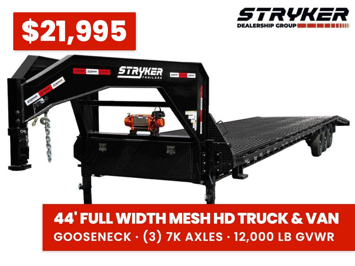 44' Stryker Gooseneck Full Width Mesh Deck Multi Car Hauler (3) 7k Axles - 12k GVWR Derated 621