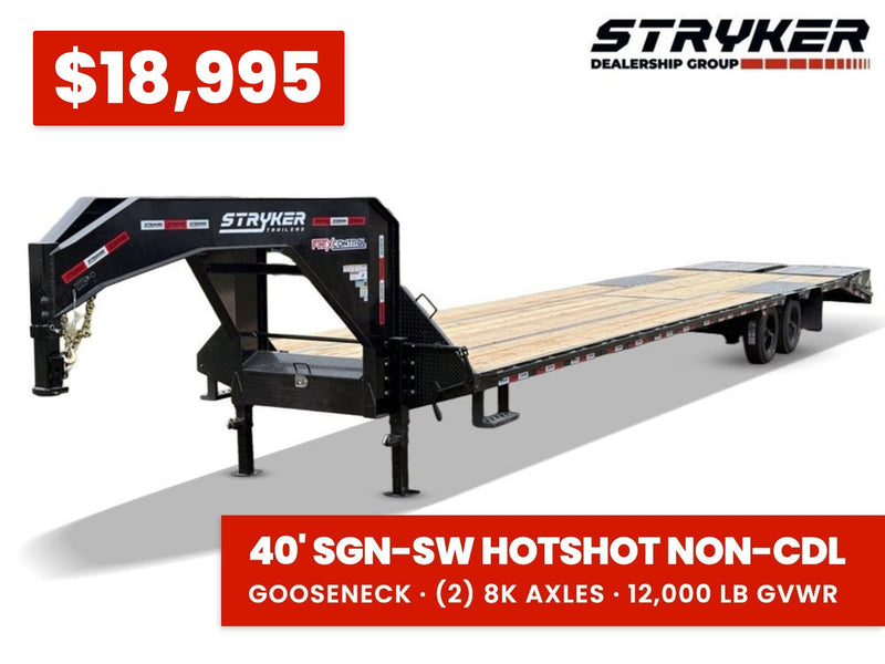 40' Stryker Gooseneck Hotshot Non-CDL Deckover Trailer Mega Ramps - (2) 8K Axles 626