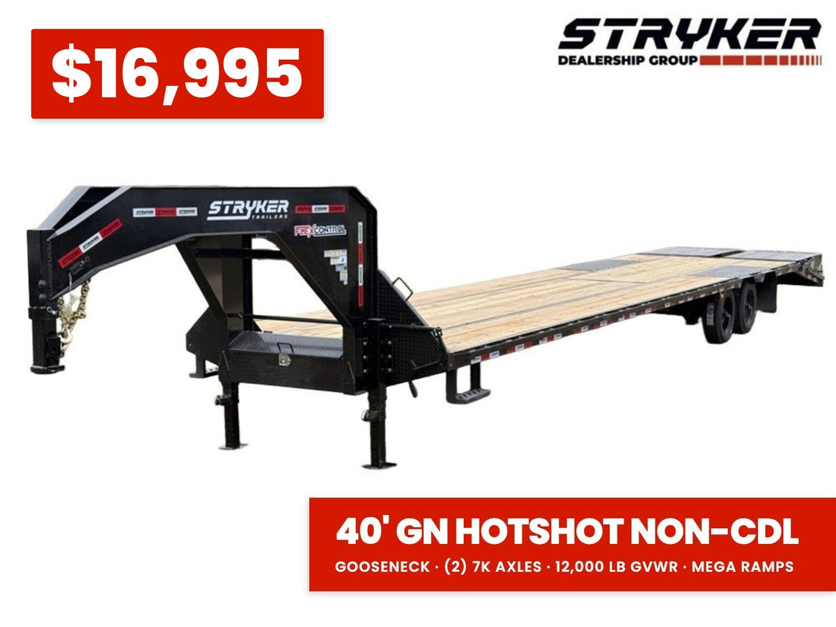 40' Stryker Gooseneck Hotshot Non-CDL Deckover Trailer Mega Ramps - (2) 7K Axles 627