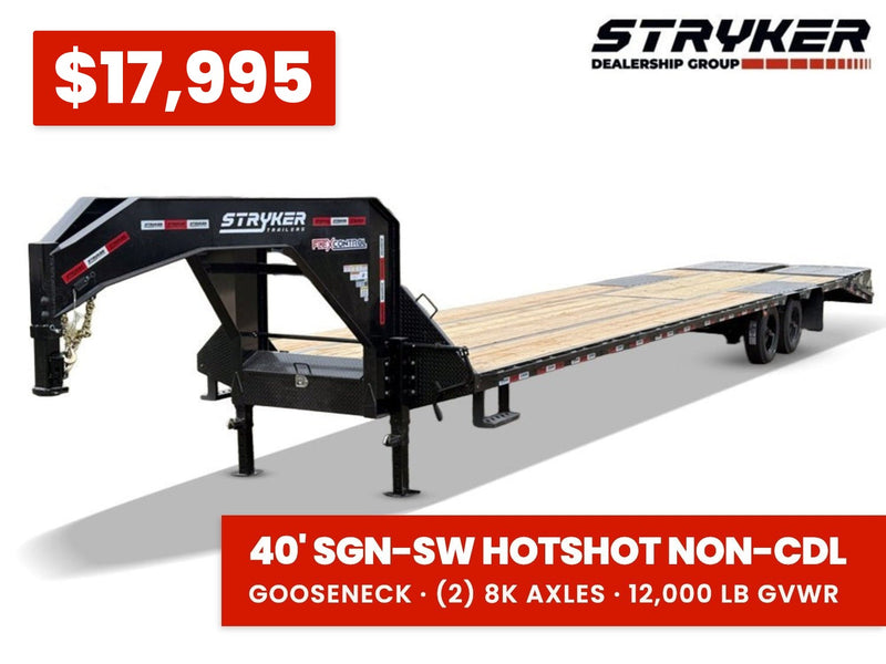 40' Stryker Gooseneck Hotshot Non-CDL Deckover Trailer Mega Ramps - (2) 8K Axles 634