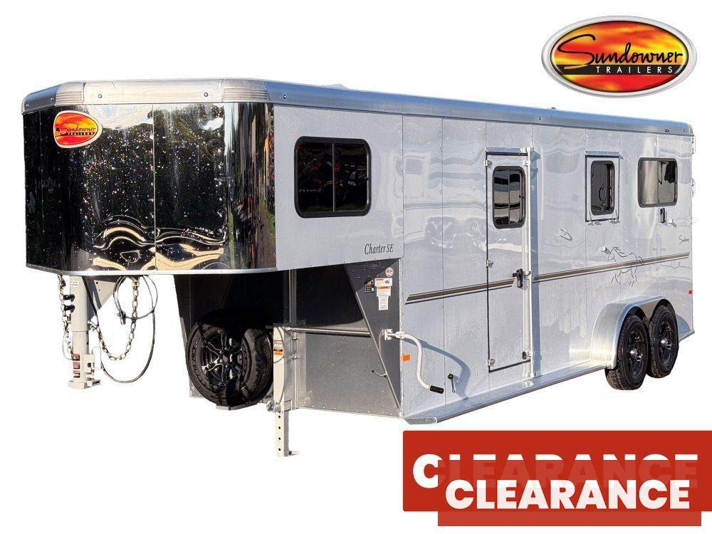 Sundowner Charter SE 2+1 Gooseneck Straight Load - White w/Stainless Nose (2) 5,200lb Axles - Side R KC1392 - Stryker Dealership Group