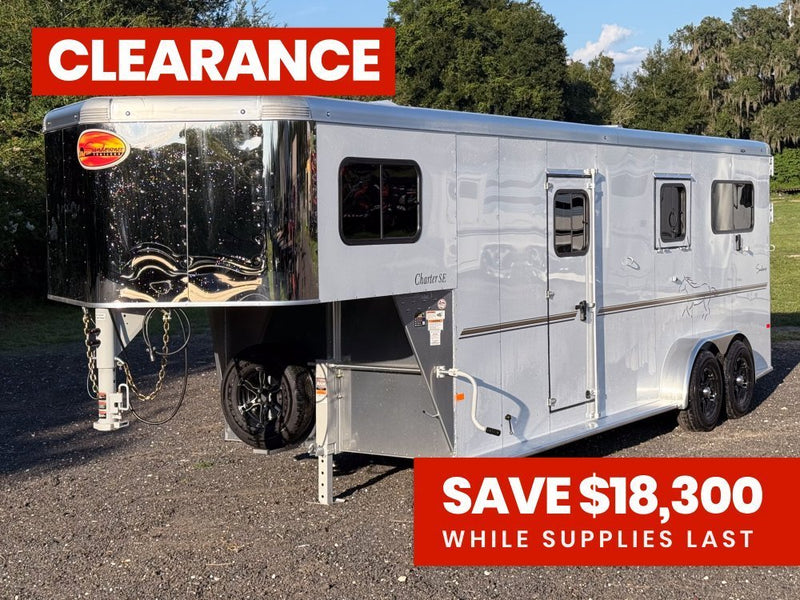 Sundowner Charter SE 2+1 Gooseneck Straight Load - White w/Stainless Nose (2) 5,200lb Axles - Side R KC1392 - Stryker Dealership Group