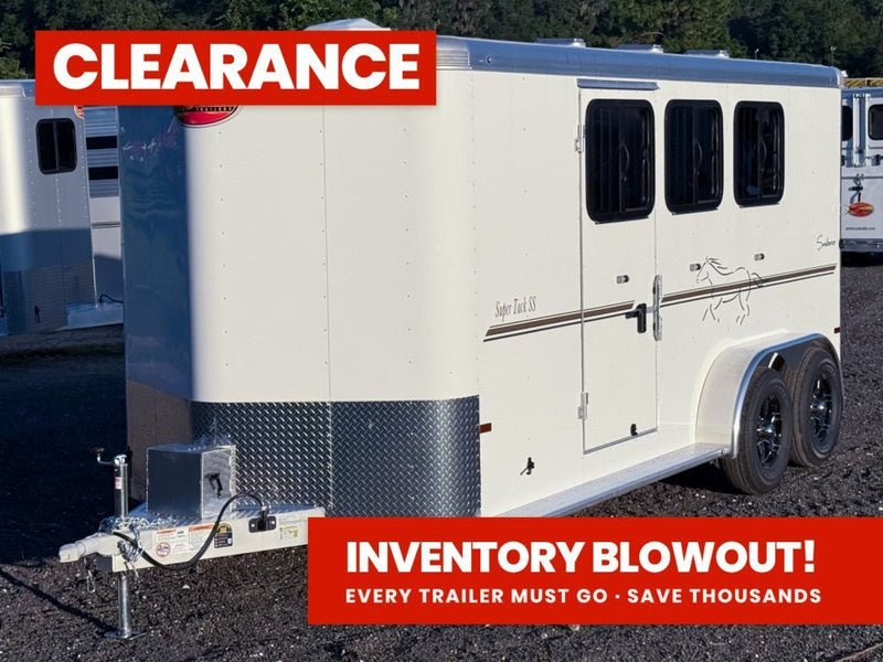 Sundowner Super Tack 3 Horse w/ Large Tack Room and Water Tank - White (2) 5,200lb Axles KC1359 - Stryker Dealership Group